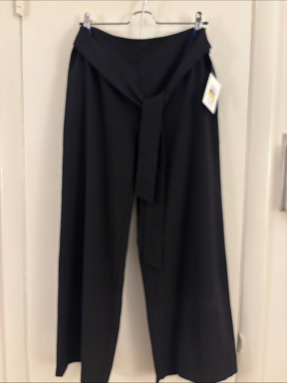 New Kensie Black Wide-Leg Tie-Waist calf/ ankle Pants